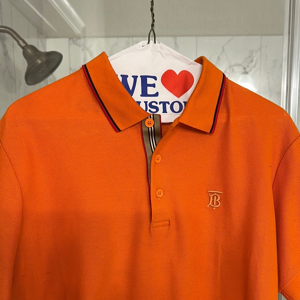 Burberry Orange Polo Shirt with Dark Trim